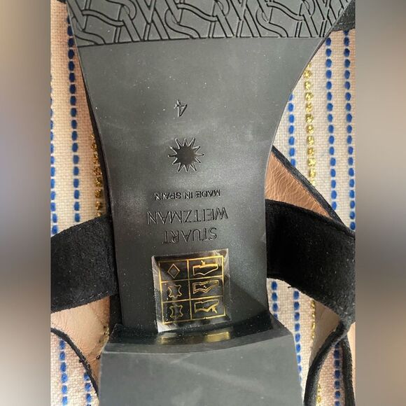 Stuart Weitzman Shalena Black Suede Strappy Sandal Buckle Sz 4 NEW - Picture 12 of 13